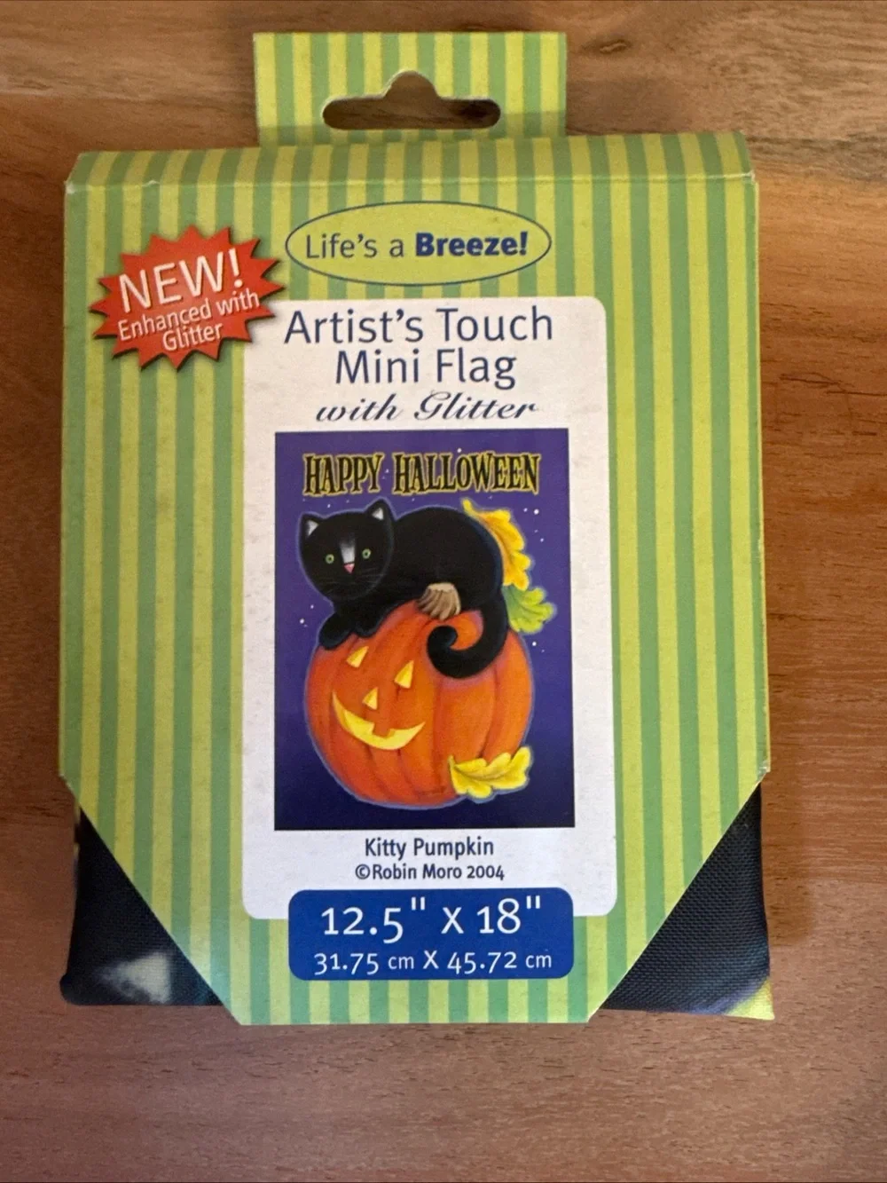 New Lifes A Breeze Kitty Cat Pumpkin Hallowen Flag 12.5